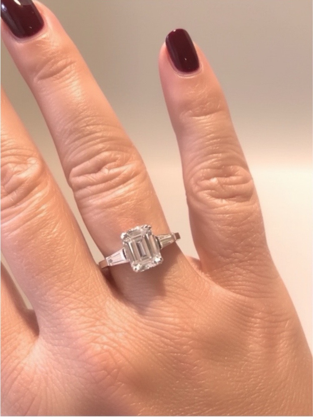 Sterling Silver Emerald Cut Engagement Ring Size 8 - Picture 3 of 9